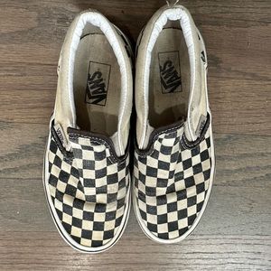 B&W checkered Vans.